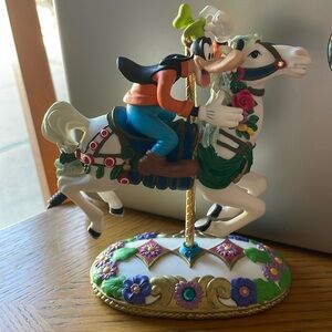DISNEY GOOFY Riding CAROUSEL HORSE FIGURINE Colorful Collector's Item Vintage